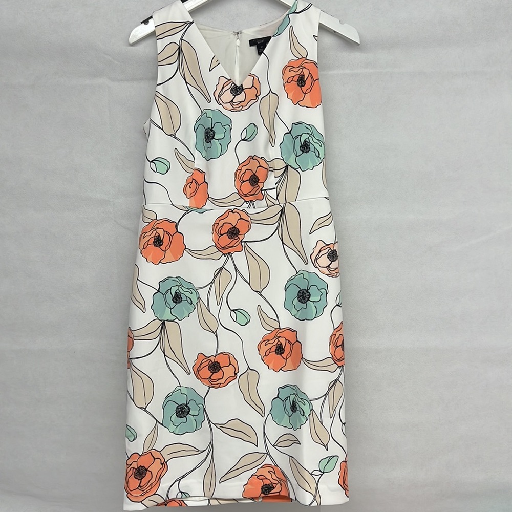 NEW Ann taylor factory floral dress v neck watercolor pastel colors sleeveless